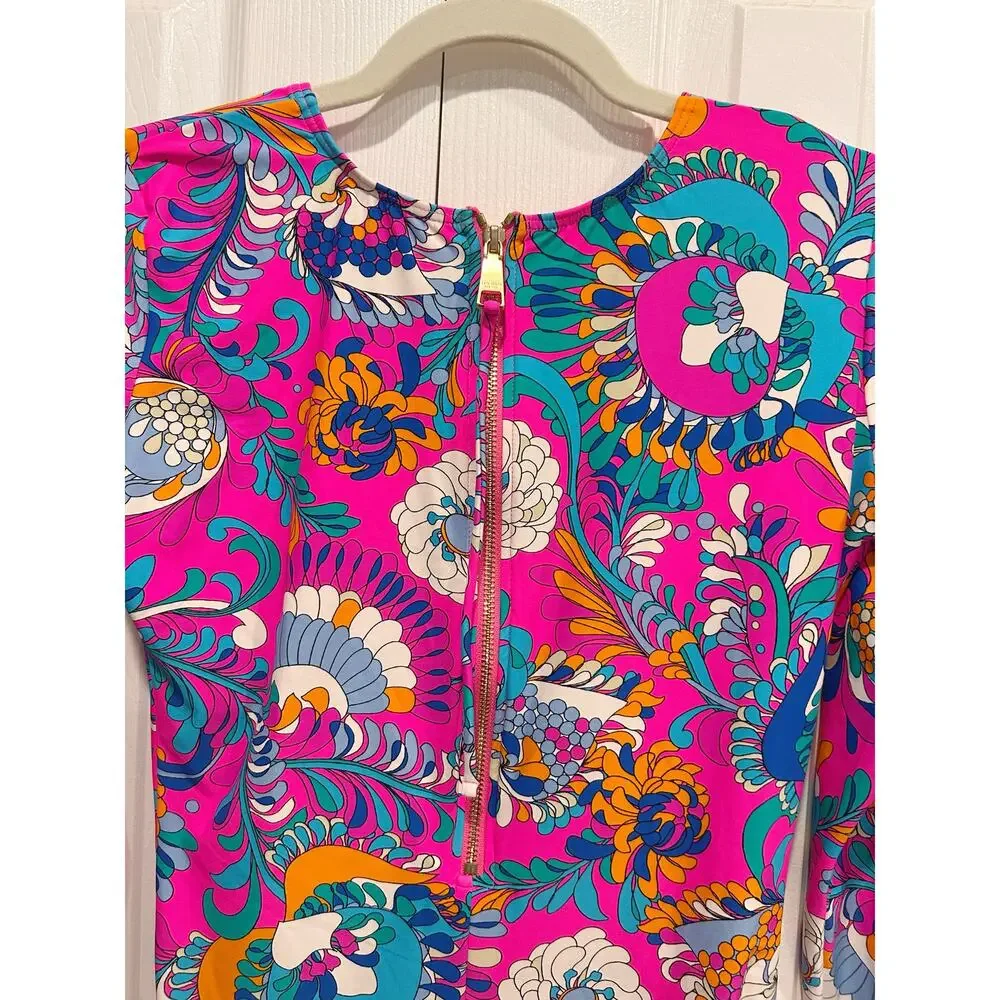 Kate Spade Pink Sea Garden Long Sleeve One Piece Rash Guard Swimsuit Size M NWT - Picture 4 of 8